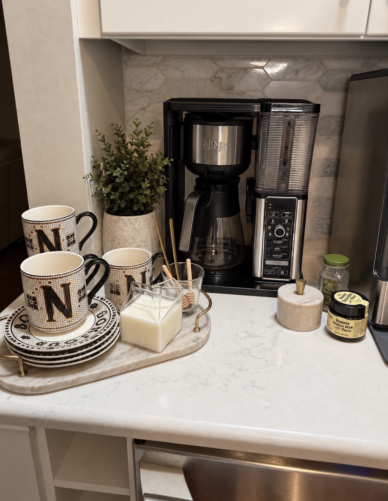 Styled coffee bar kitchen counter